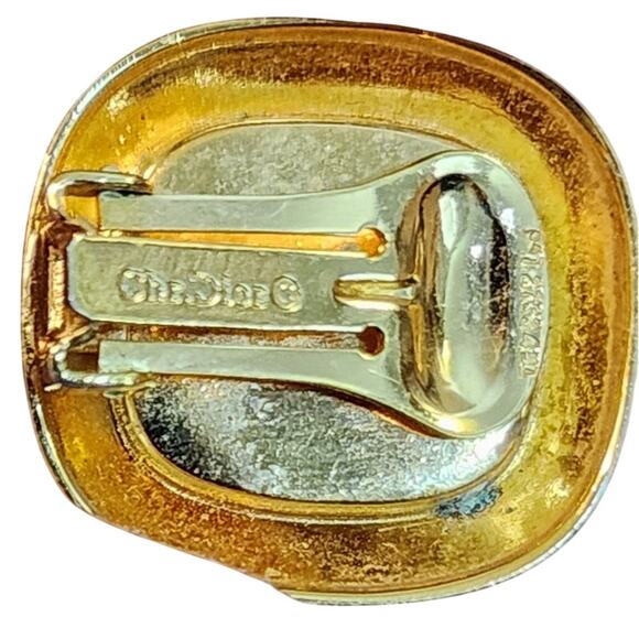 Christian Dior Gold-tone with Cream Enamel Clip Earrings, Vintage 1980's - Picture 7 of 7